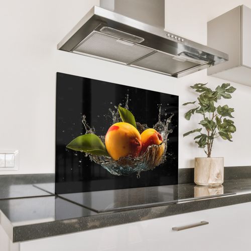 Spritzschutz Küche - Mango - Frucht - Wasser - Schwarz - Blatt