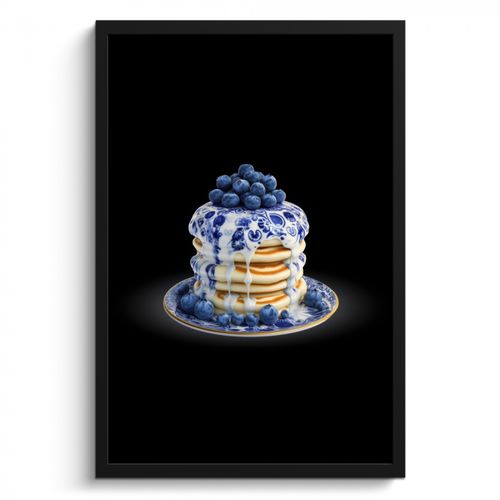Bilder mit Rahmen - Pfannkuchen - Blaubeeren - Teller
