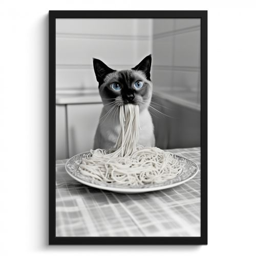 Bilder mit Rahmen - Katze - Siamese - Schwarz und weiß - Niedlich - Tiere