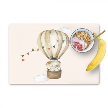 Tischset - Heißluftballon - Elefant - Aquarell - Beige - Tiere - 6 Stück
