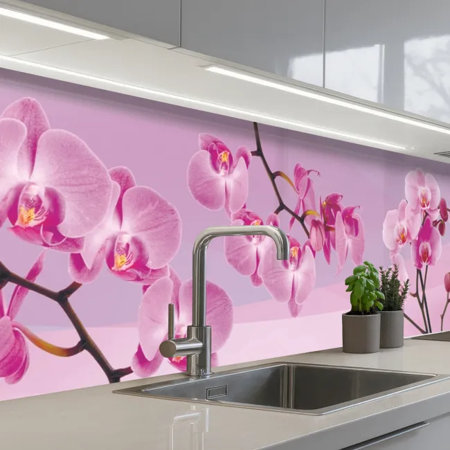 Küchenrückwand - Blumen - Orchidee - Rosa