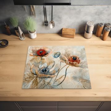 Herdabdeckplatte - Blumen - Beige - Modern - Illustration