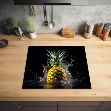 Herdabdeckplatte - Ananas - Obst - Wasser - Pflanzen - Schwarz