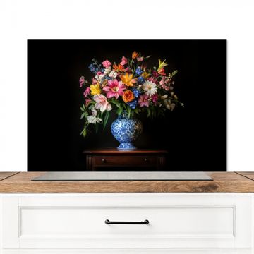Spritzschutz Küche - Farbe - Vase - Blumen - Blumenstrauß