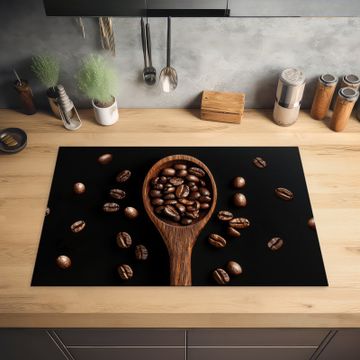 Herdabdeckplatte - Holz - Schwarz - Kaffeebohnen