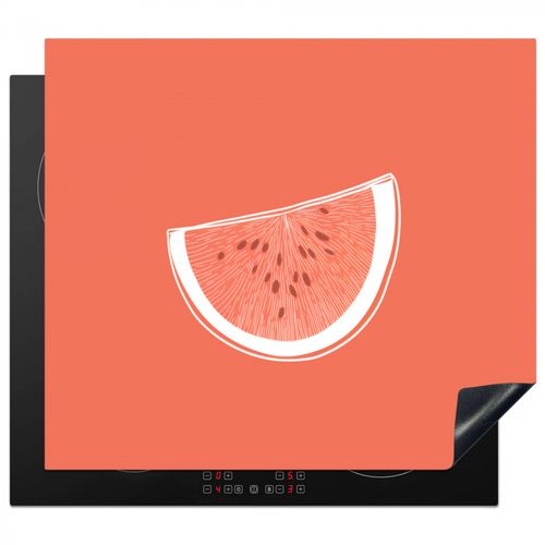 Herdabdeckplatte - Wassermelone - Linien - Korallenrot