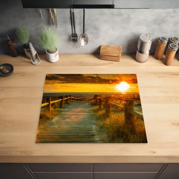 Herdabdeckplatte - Hölzerner Pfad zum Sonnenuntergang