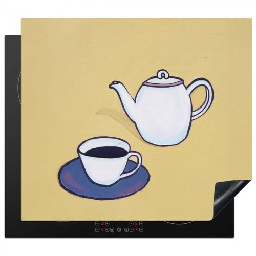 Herdabdeckplatte - Teekanne - Tasse - Beige - Illustration