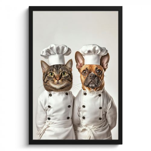 Bilder mit Rahmen - Katze - Hund - Kochkleidung