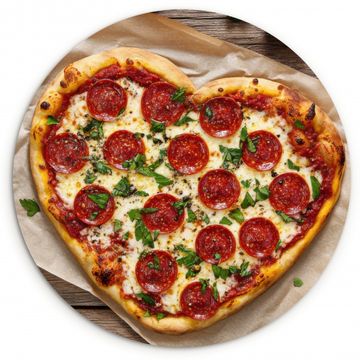 Runde Bilder - Pizza - Herz - Peperoni - Tomate