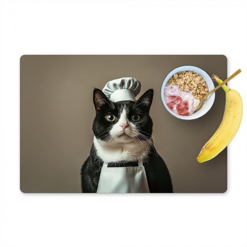 Katze - Kochkleidung - Schwarz - Weiß - 6 Stück