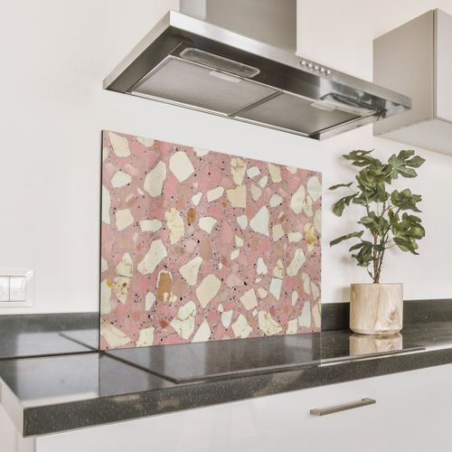 Spritzschutz Küche - Rosa - Dekoration - Steine - Terrazzo