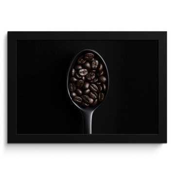 Bilder mit Rahmen - Kaffeebohnen - Löffel - Schwarz