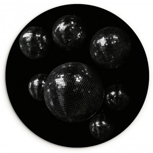 Runde Bilder - Disco-Kugeln - Minimalistisch - Schwarz