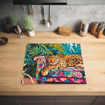 Herdabdeckplatte - Leopard - Bunt - Tropisch