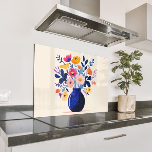 Spritzschutz Küche - Vase - Blumen - Blumenstrauß