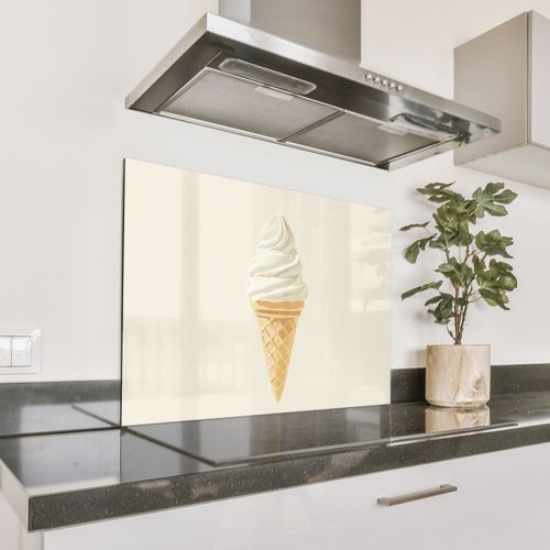 Spritzschutz Küche - Eiswaffel - Weiß