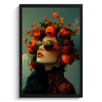 Bilder mit Rahmen - Frau - Granatapfel - Herbst - Sonnenbrille