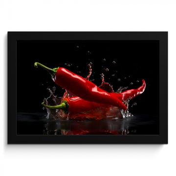 Bilder mit Rahmen - Paprika - Rot - Schwarz - Wasser - Gemüse