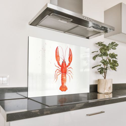 Spritzschutz Küche - Hummer - Aquarell - Orange