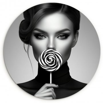 Runde Bilder - Frau - Lolly - Schwarz