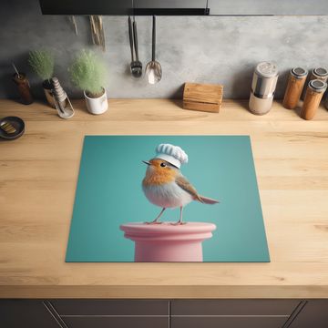 Herdabdeckplatte - Rotkehlchen - Vogel - Kochmütze - Sockel