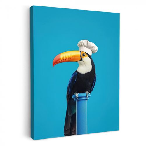 Leinwandbilder - Tukan - Sockel - Vogel - Kochmütze