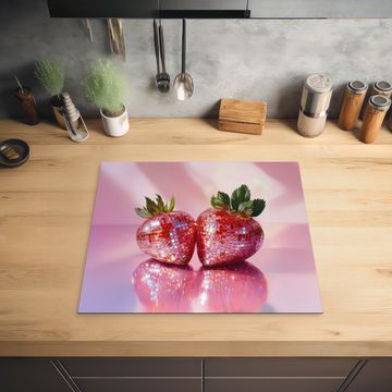 Herdabdeckplatte - Disco - Obst - Glitzer - Erdbeere