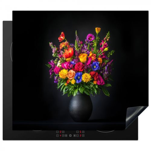 Herdabdeckplatte - Leuchtend bunt - Blumen - Vase