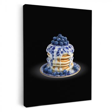 Leinwandbilder - Pfannkuchen - Blaubeeren - Teller