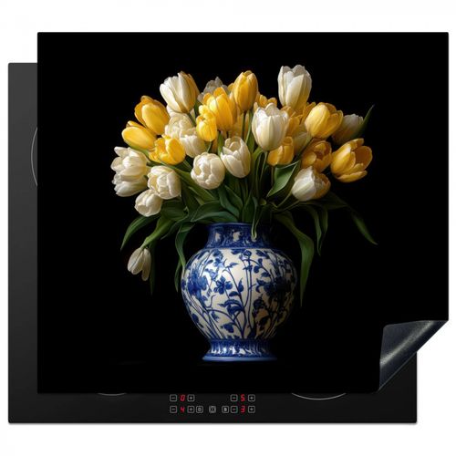 Herdabdeckplatte - Gelb - Tulpen - Vase - Blumen