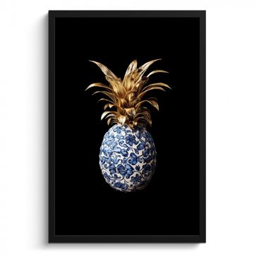 Bilder mit Rahmen - Ananas - Blumenmuster - Gold - Delfter Keramik
