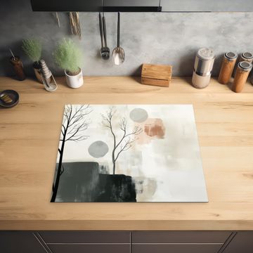 Herdabdeckplatte - Wabi sabi - Beige - Pflanze