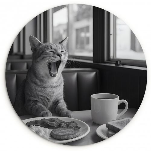 Runde Bilder - Katze - Kaffee - Brot - Schwarz