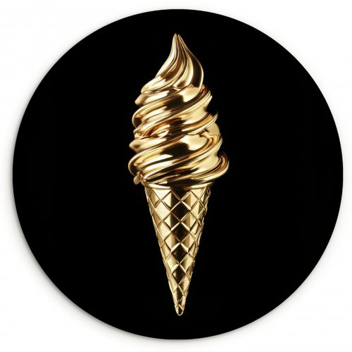 Runde Bilder - Eiscreme - Gold - Schwarz - Lebensmittel