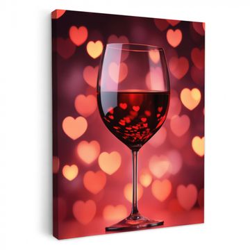 Leinwandbilder - Rot - Wein - Herzen