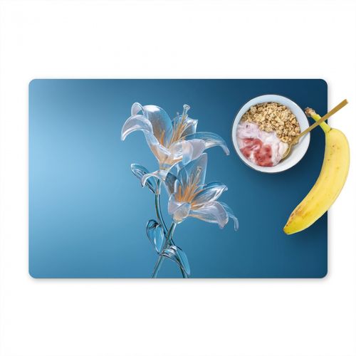 Tischset - Lilien - Blau - Gläser - 6 Stück