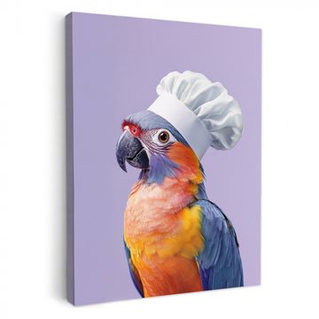 Leinwandbilder - Papagei - Kochmütze - Lila - Süß