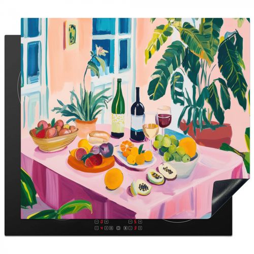 Herdabdeckplatte - Tisch - Wein - Obst