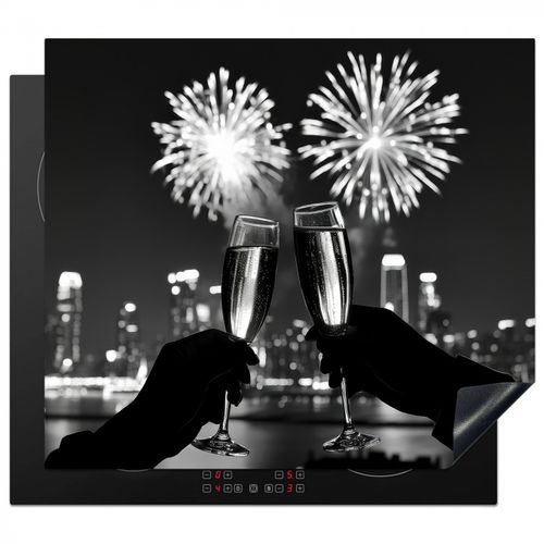 Herdabdeckplatte - Feuerwerk - Prost - Skyline - Champagner