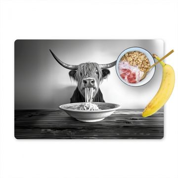 Tischset - Schottischer Highlander - Spaghetti - Tiere - Schwarz und weiß - 6 Stück