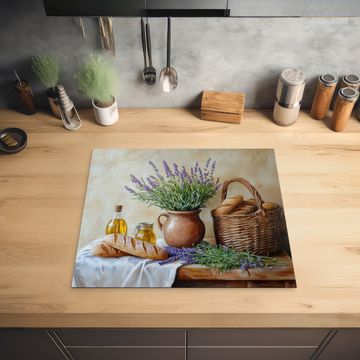 Herdabdeckplatte - Lavendel - Brot - Stilleben