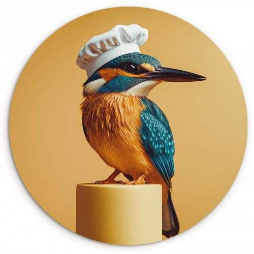 Runde Bilder - Eisvogel - Säule - Kochmütze - Vogel