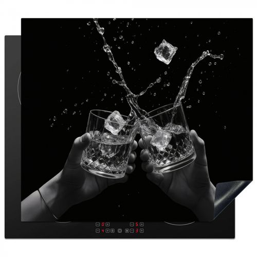 Herdabdeckplatte - Whicky Gläser - Eis - Splashes - Schwarz