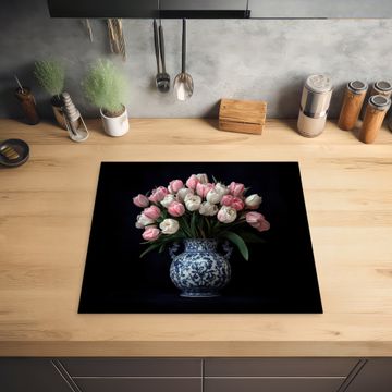 Herdabdeckplatte - Blumen - Rosa - Tulpen - Vase