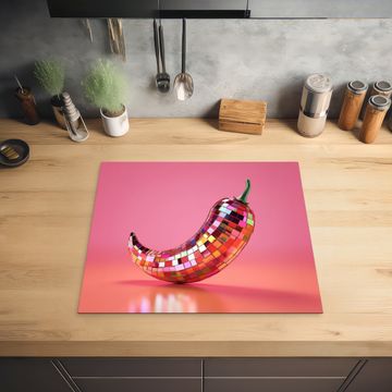 Herdabdeckplatte - Paprika - Disco - Rot - Glitzer