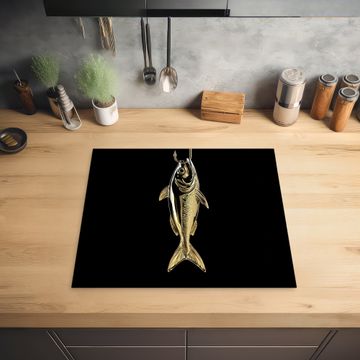 Herdabdeckplatte - Gold - Fisch - Haken - Schwarz