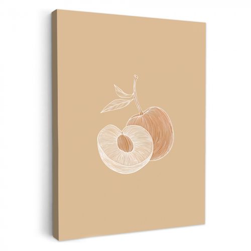 Leinwandbilder - Pfirsich - Strichzeichnung - Grube - Beige
