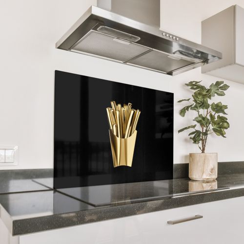 Spritzschutz Küche - Pommes frites - Gold - Chrom - Lebensmittel