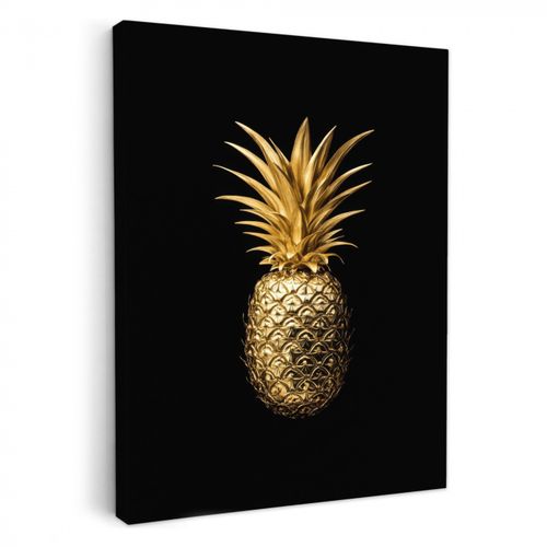 Leinwandbilder - Ananas - Schwarz - Gold - Luxus
